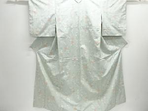 アンティーク　花模様織り出し手織り紬着物